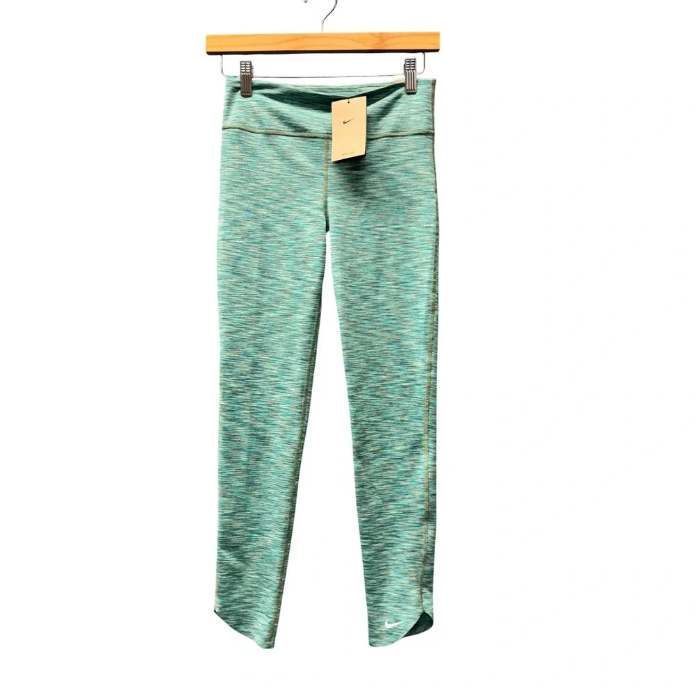 Nike Leggings Kids Girls Large One Dri-FIT Teal Space Dye Activewear Gym NEW